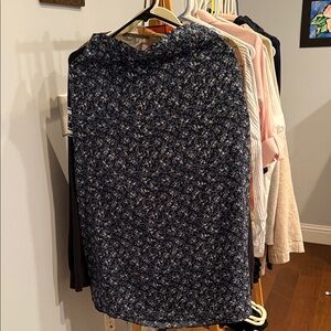 OAK + FORT Navy Floral Midi Skirt